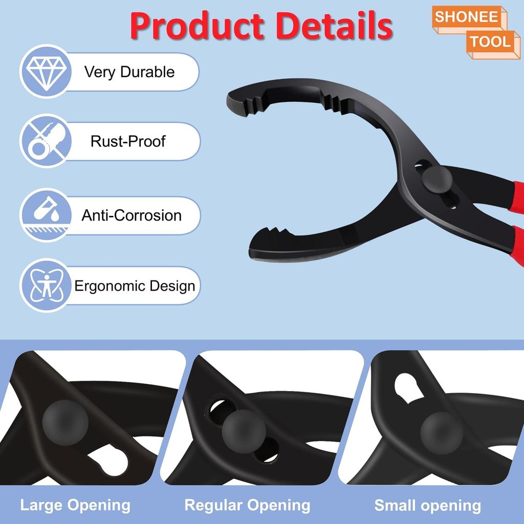 Oil Filter Wrench (L:12", Jaw Capacity: 60Mm To 102Mm), Automotive Oil Filter Removal Tool For Oil Change, Adjustable Fuel Filter Wrench Plier (1