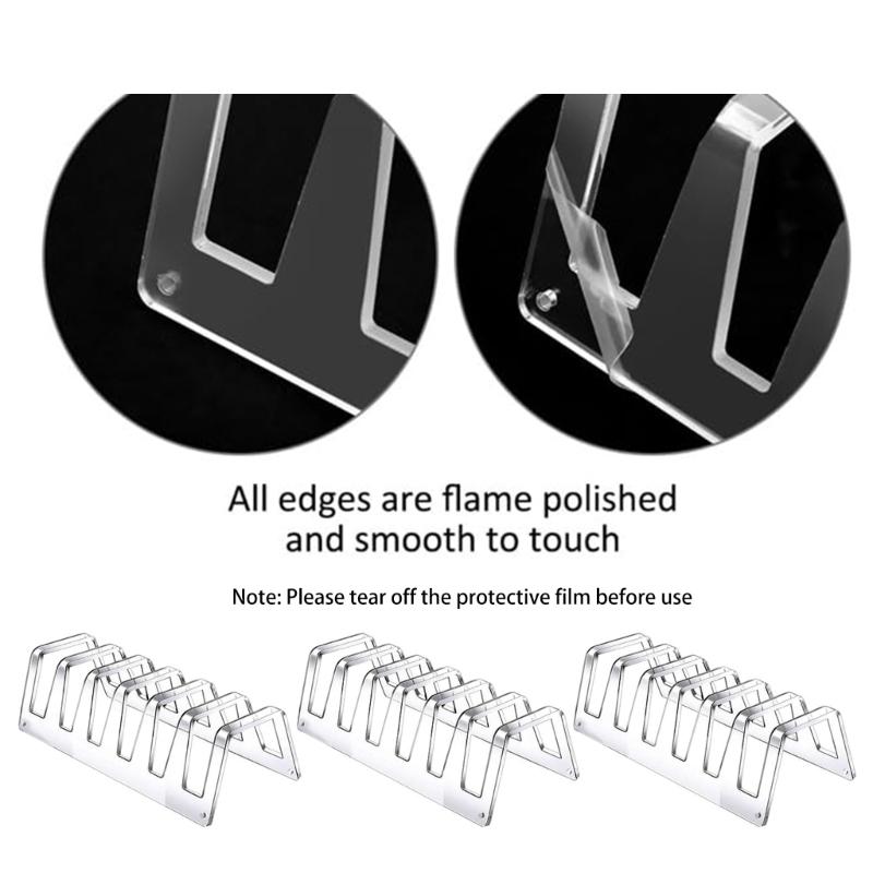 Elegant Dinnerware Display Stand Acrylic Plate Holder With 6 Slots Setting Plate Rack For Showcasing Dinnerware