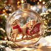 Decorative Hanging Balls Glowing Christmas Story Ornament, Light?Up Mini Holiday Scene Ball with Warm Garden Party Ornaments LED Light, Clear