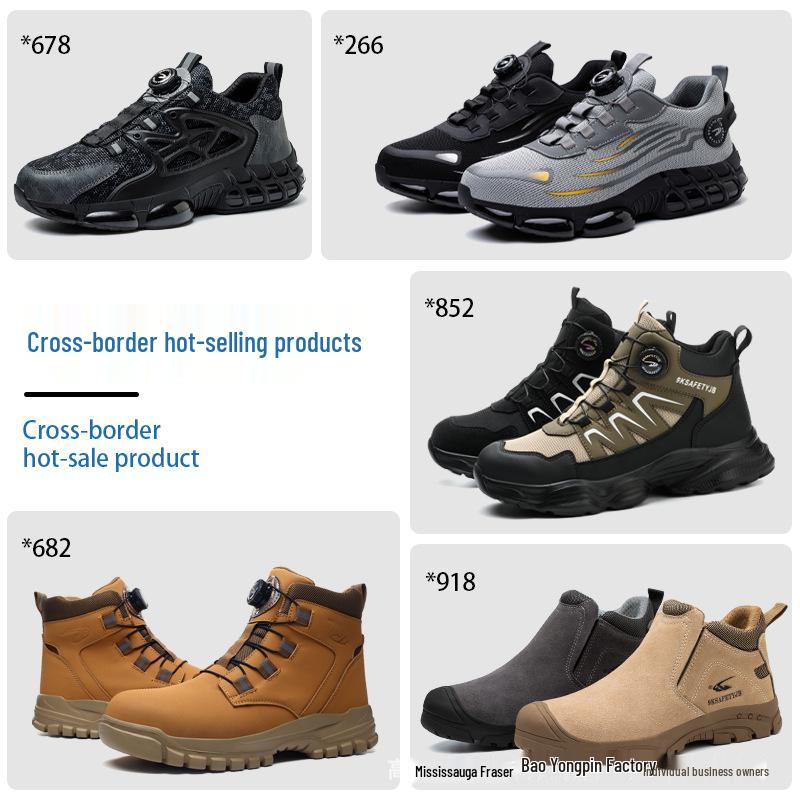 Flyknit Breathable Safety Shoes, Four-Season Wear-Resistant, Anti-Smash, Anti-Puncture Labor Protection Footwear.