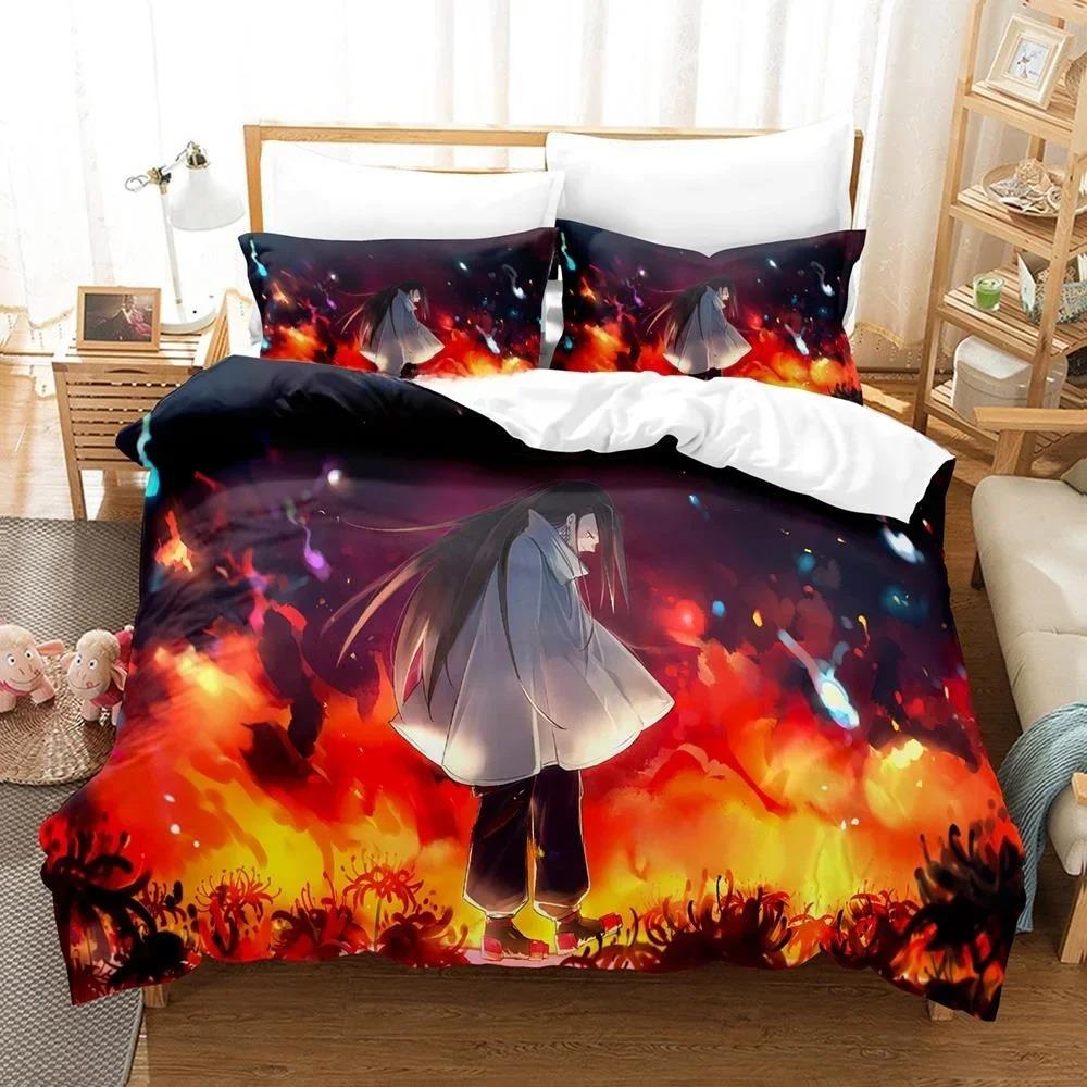 Personality 3D Printing Shaman King Bedding Set Cartoon Anime Three-Piece Set Adult Kid Bedroom Duvet Cover Sets Home Textiles