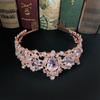 Crystal Pink Crown Bridal Crown Wedding Baroque Queen Golden Big Crown Wedding Dress Accessories Jewelry