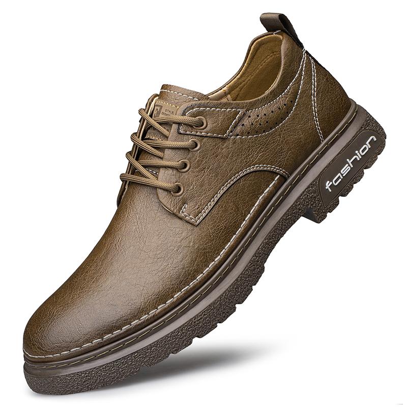 

British Style Men s Shoes 2026 New Business Casual Oxford Shoes Casual Leather Outdoor Flats Soft Soles Designer Walking Shoes 38 хаки