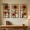 Solid Wood Art 3Pcs Vintage Sunflower Wooden Wall Decor, Farmhouse Cutout Art, Rustic Hanging Ornament for Living Room Bedroom Home Decoration