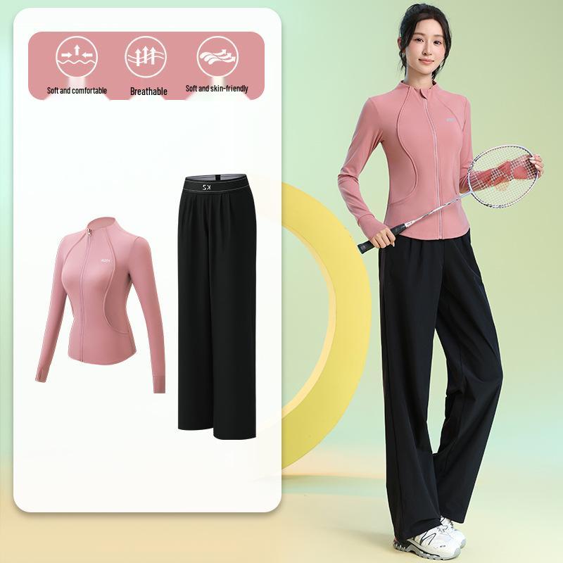 Women's Quick-Dry Long Sleeve Fitness Set for Badminton, Running, and Outdoor Sports - Autumn/Winter Collection