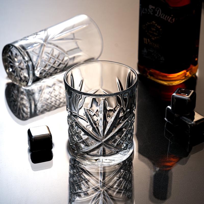 2pcs Set 11 Oz 330ml Carved Crystal Whiskey Brandy Glasses Juice Milk Tea Mugs Transparent Party Restaurant Wedding Drinkware