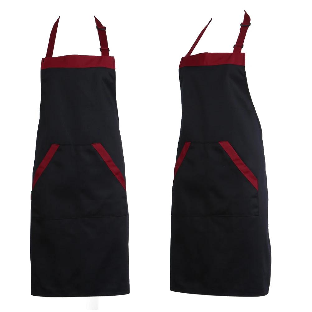 Women Bib Apron Waist Kitchen Restaurant Cooking Pocket Polyester Dress Oil Resistant Household Kitchen Cleaning Tool