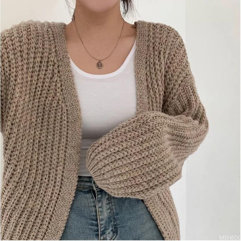 Casual Versatile Knit Cardigan Sweater Jacket V-neck Loose Streetwear Coat Tops Women Vintage Knit Sweater Jacket