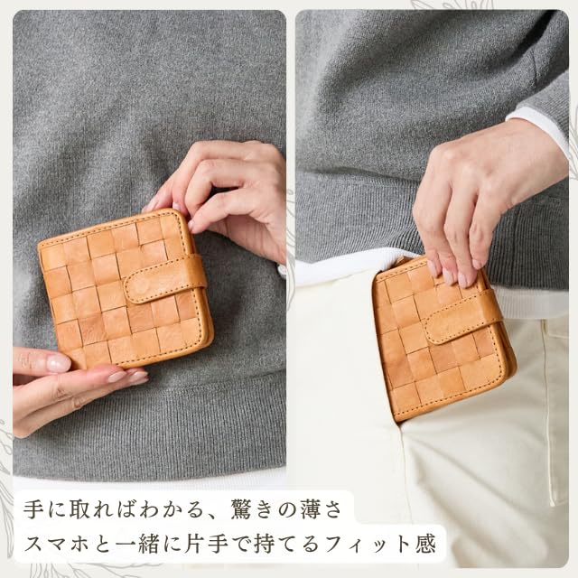 Genuine Bills and Coins Organized in the Same Cowhide Card Coin Easy to Use [ZUCCHERO] Women's Bi-fold Wallet, Leather, Direction, Compact, Leather,