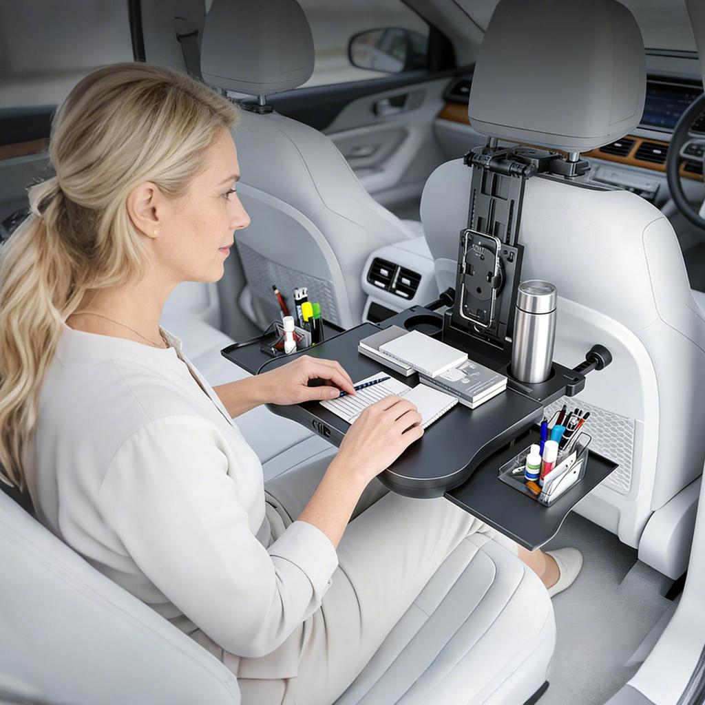 Car Seat Table High Load-bearing Foldable Adjustable Back Headrest Seat Eating Food Trays For Trailer RV Truck Automotive Pickup