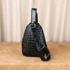 Crocodile Bone Pattern Leather Men's Chest Bag Crossbody Personalized Trendy Casual Single Shoulder