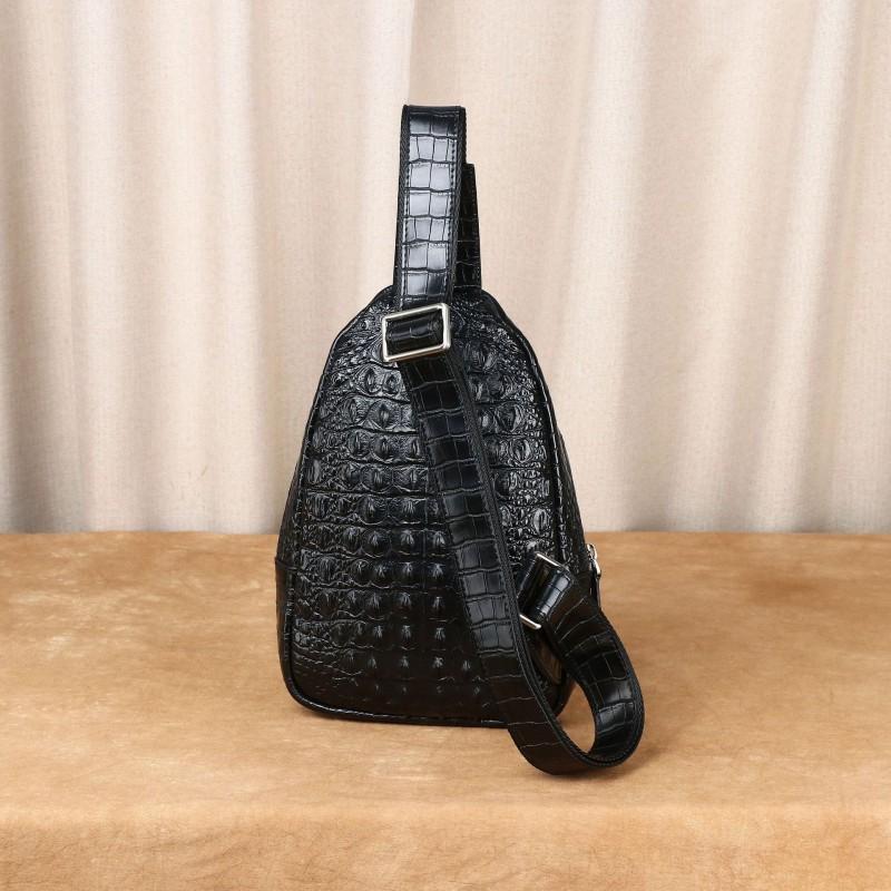 Crocodile Bone Pattern Leather Men's Chest Bag Crossbody Personalized Trendy Casual Single Shoulder