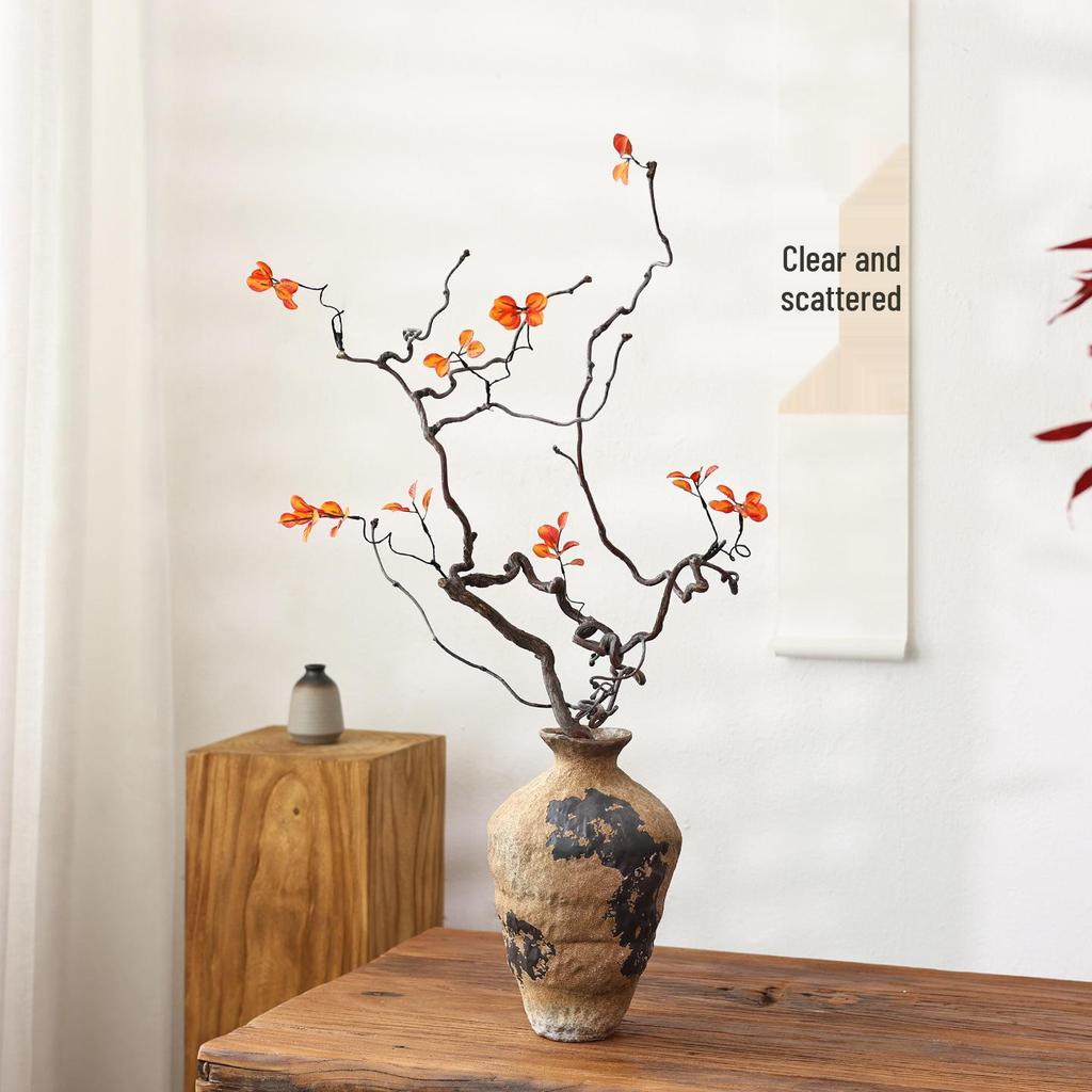 Zen Wabi-sabi Dried Flower Vase for Living Room or Hotel Decor with Dragon Jujube Branches
