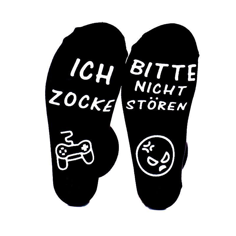 

Противоскользящие носки для игр Bitte Nicht Stören Ich Zocke — немецкий трансграничный дизайн German Game Socks; One Size белый
