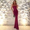Elegant 2025 Summer Women's Backless Pleated Dress with Hot Stamping Design