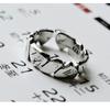 Vintage Adjustable Opening Mori Heart Shape Rock Texture Ring For Punk Hip Hop Woman Man Gift Couple Rings Party Jewelry