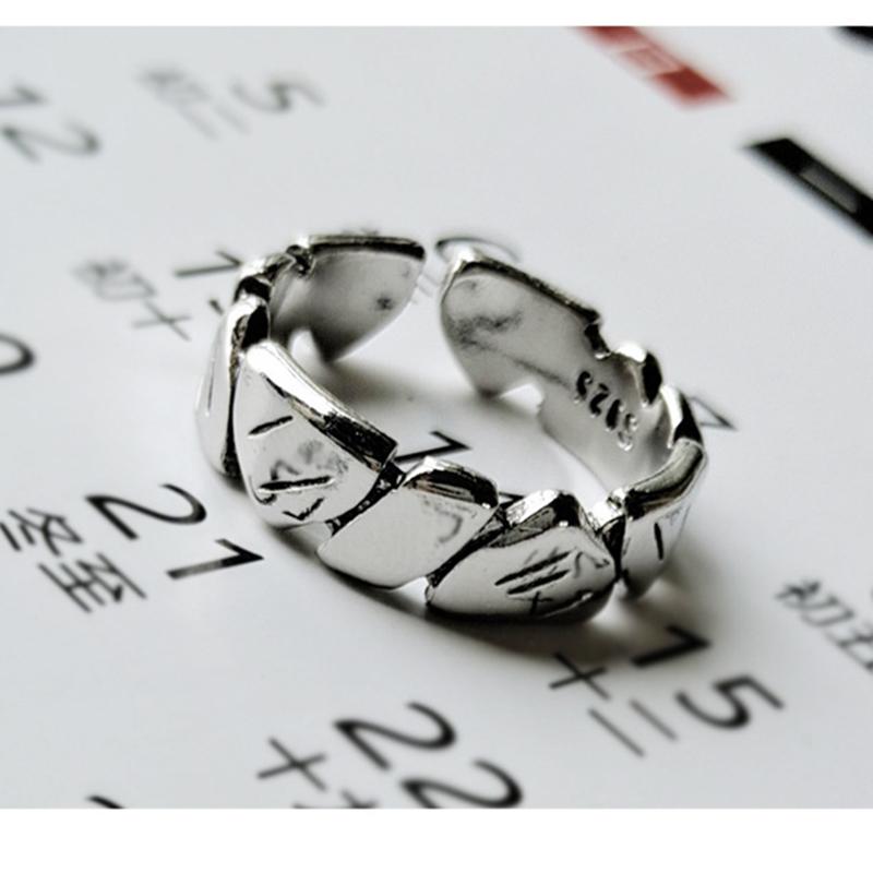 Vintage Adjustable Opening Mori Heart Shape Rock Texture Ring For Punk Hip Hop Woman Man Gift Couple Rings Party Jewelry