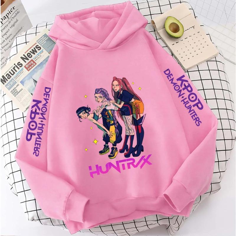 K-pop Demon Hunters Hoodies Girls Long Sleeve Outerwear Print Hooded Casual Warm Comfortable Hoodie