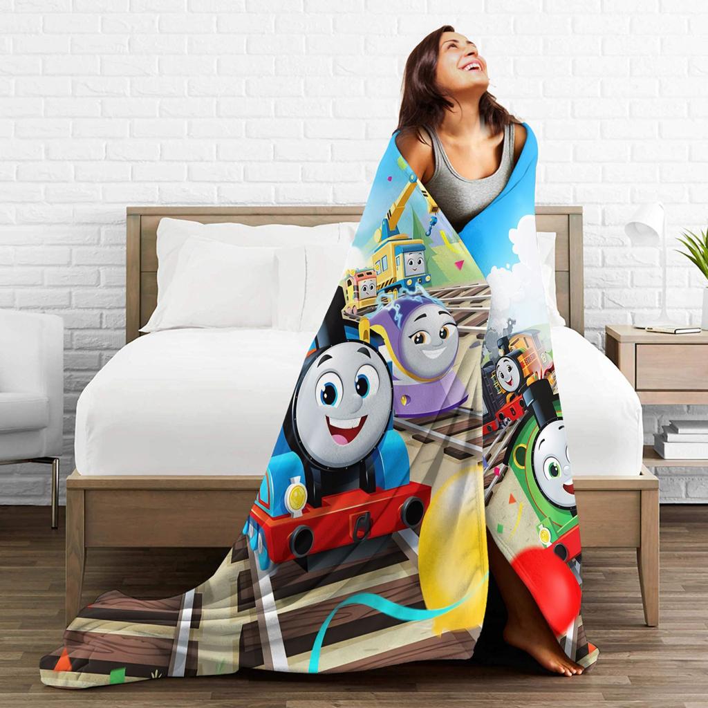 T-Thomas The Train Friends Blanket Quality Warm Soft Throw Blanket Winter Travel Office Living Room Graphic Bedspread