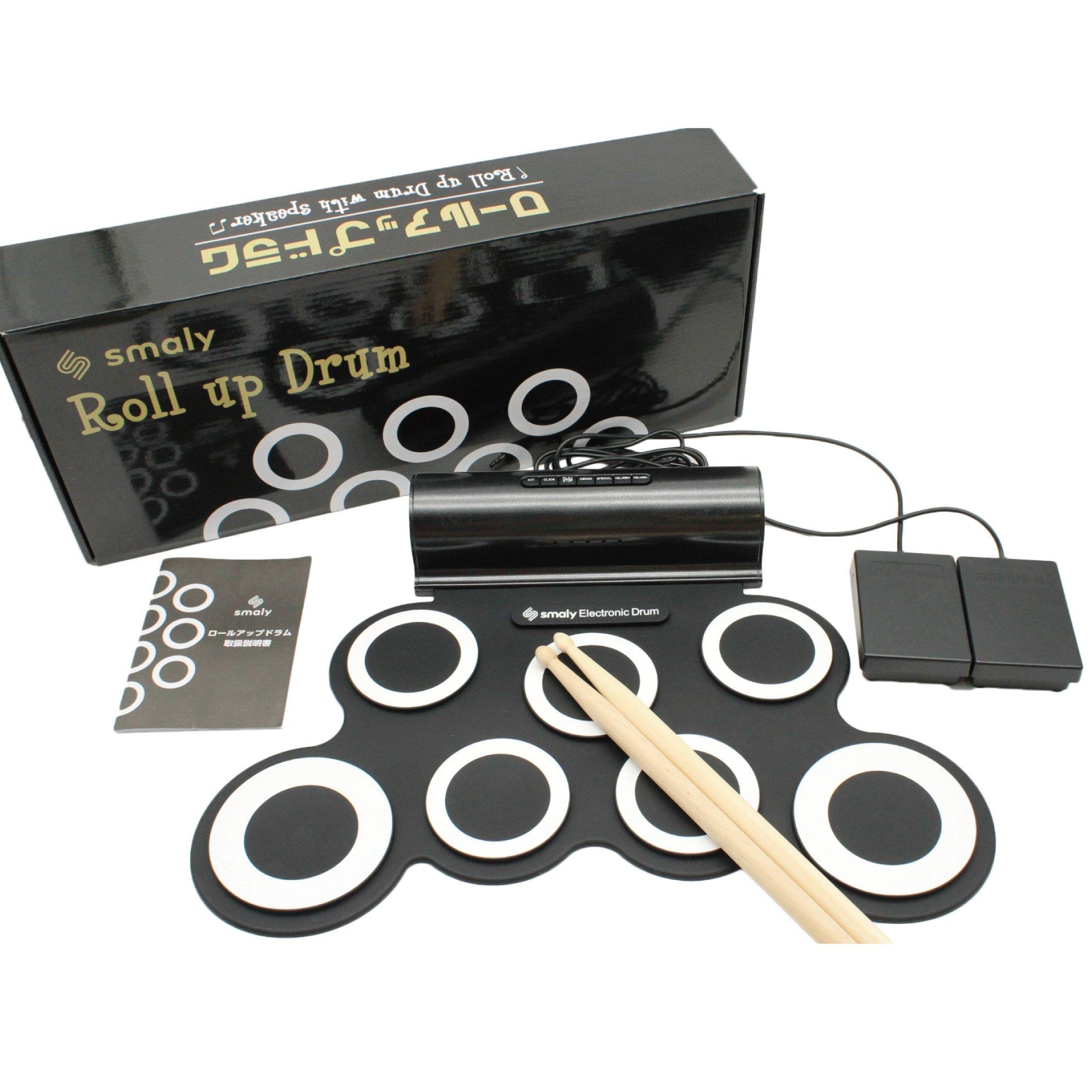 

SMALY Electronic USB Powered Foot Pedal and Drumsticks Roll-Up Drum, (Built-in Speaker), Included, SMALY-DORAM-1 чорний