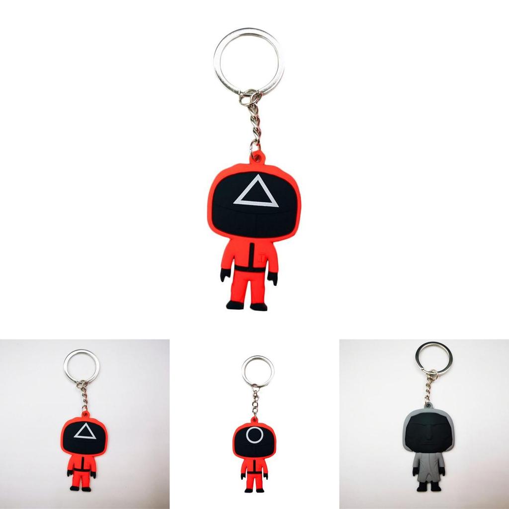 Squid Game Keychain With Red Guard Staff Worker Figure For Bags And Backpacks