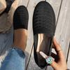 New Large Size Knitted Breathable Low-top Single Shoes Women's Foreign Trade Round Head Flat Bottom Lightweight Knitted Lazy Loafers