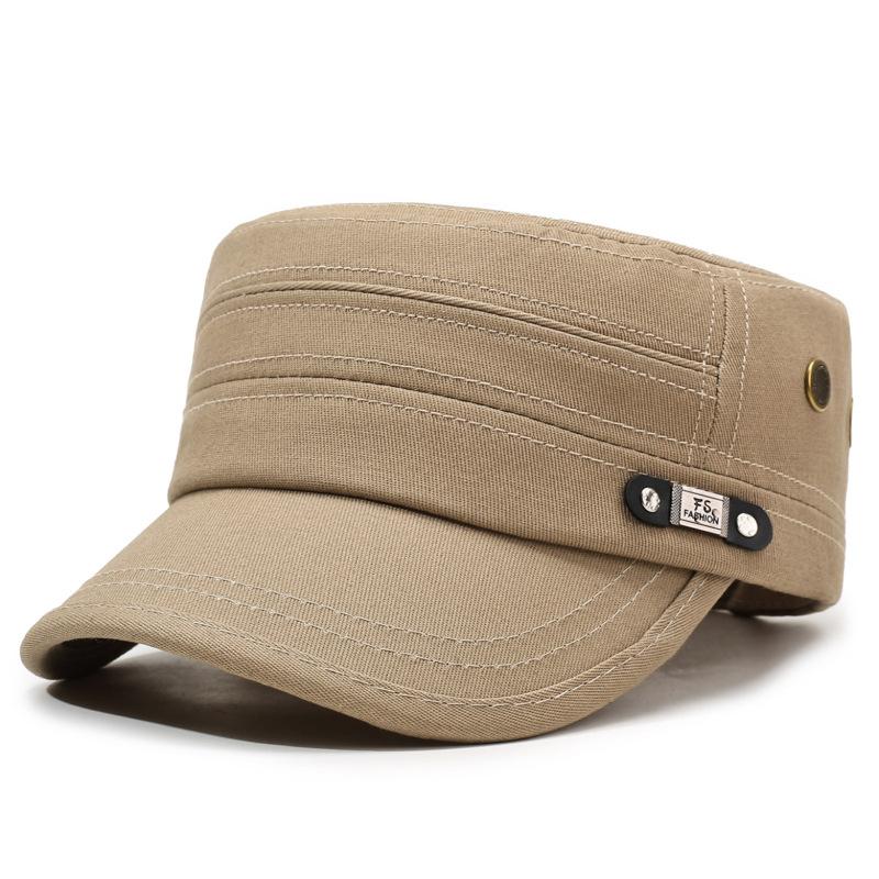Men's Cotton Flat Top Hat - Casual Outdoor Cap for All Seasons, Simple Fashion Travel Cap