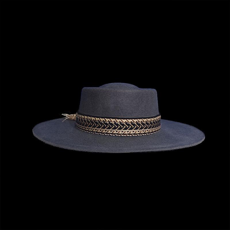 Ren Ull Hög Hatt Pork Pie Jazzhatt Brittisk Stil Mode Platt Topp Filthatt