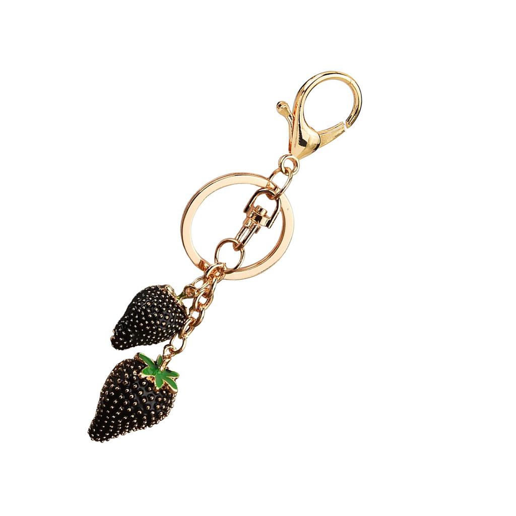 Fashionable Strawberry Pendant Keychain Charm Pendant Sturdy Metal Accessory for Purses and Bags Daily Decoration