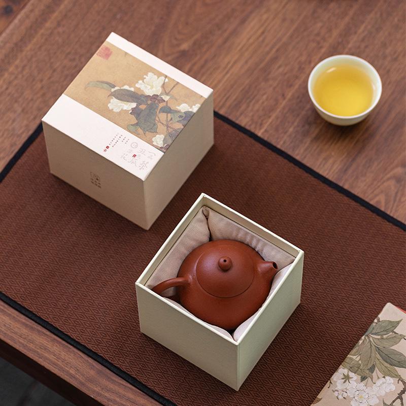 Porcelain Ceramic Antique Jianzhan Teacup & Silver Kettle Gift Packaging Box