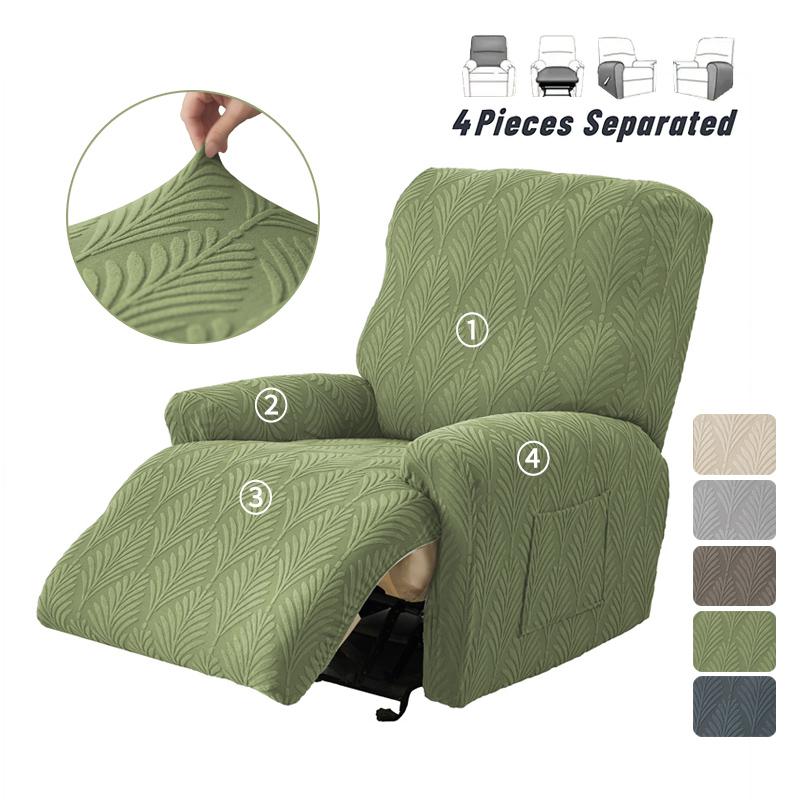 

1 Seater Split Recliner Sofa Covers Jacquard Anti-dirty Chair Covers Leaves Relax Lounger Armchair Couch Cover for Living Room