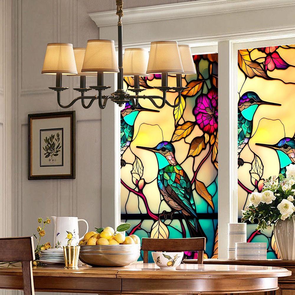 Self-adhesive PVC Static Window Sticker DIY Colorful Glass Window Film  Glass
