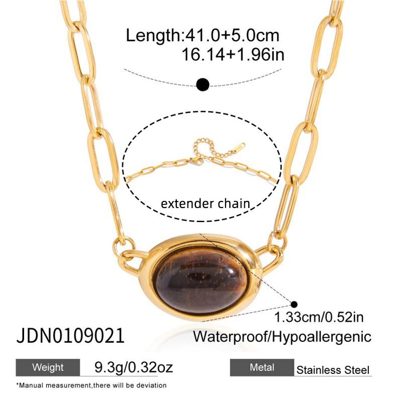 Titanium Steel Tiger Eye Necklace Women Fashion Collarbone Chain Luxury Jewelry