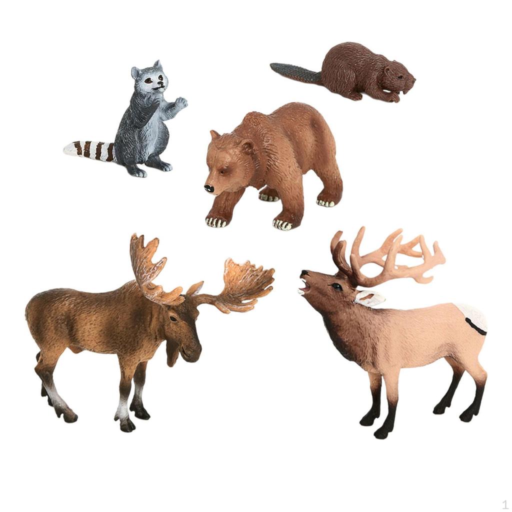 5 Pieces Woodland Creatures Animals Model Figurines Realistic for Party Supplies Table