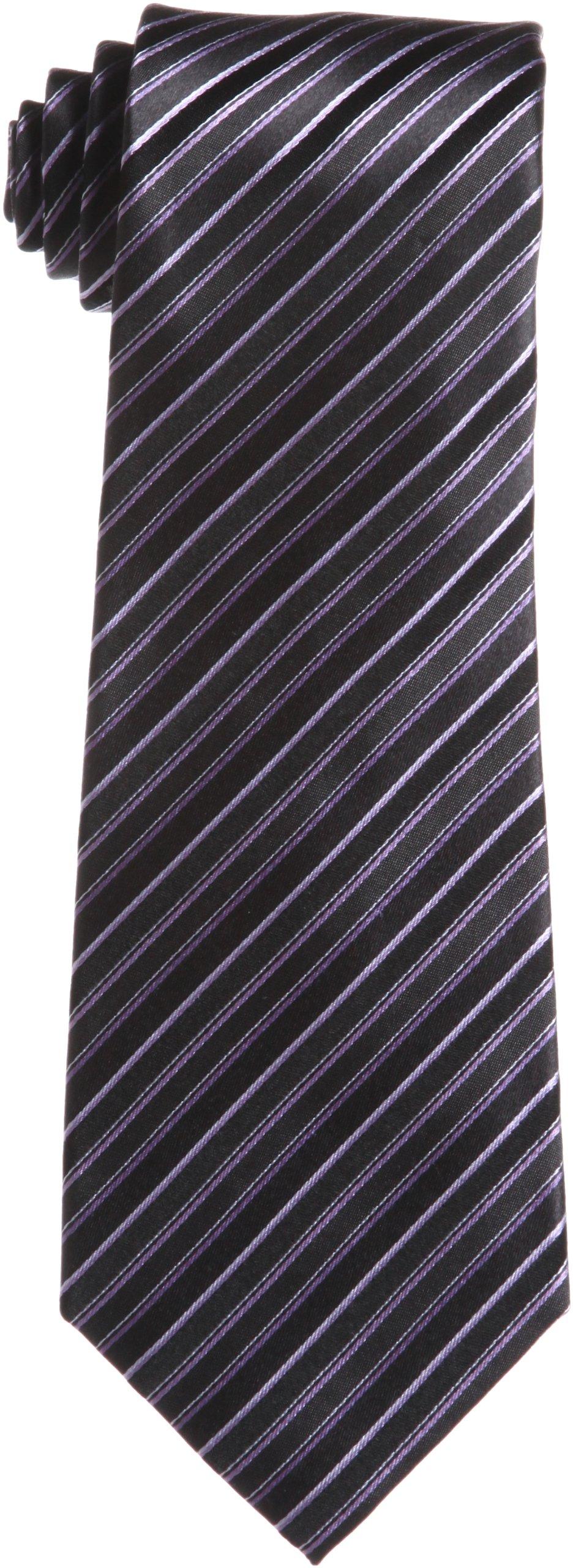 [Hiroko Koshino Homme] Striped Necktie 003254-20000-2905 02 Charcoal Gray Base, Purple Stripe FREE