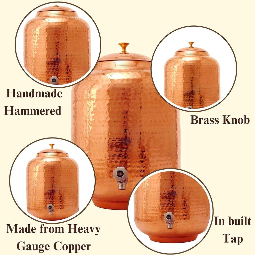 Copper Water Dispenser Container Pot, Storage & Kitchenware, Health Benefits, 18 LTR.