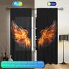2pcs Dazzling Flamelike Wings Printed Curtain for Home Decor - Rod Pocket Window Treatment for Bedroom, Office, Kitchen
