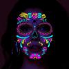 Halloween Funny Fluorescence Stickers Creative Horror Temporary Makeup Dance Death Spirit Face Tattoo Stickers Masquerade Mask