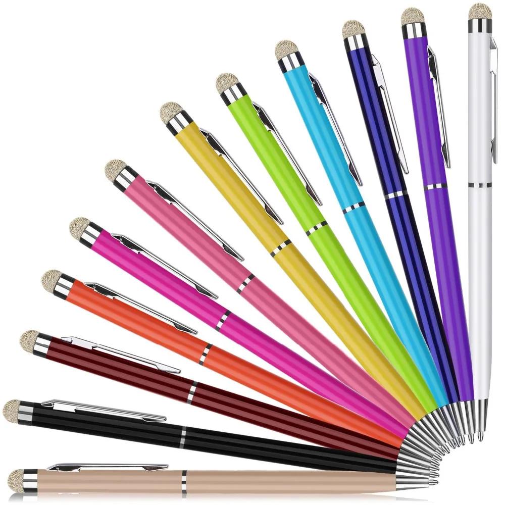 100Pcs 2 In 1 Mini Metal Capacitive Touch Screen Microfiber Stylus With Ballpoint Pen Gift For iPad iPhone Free Custom Logo
