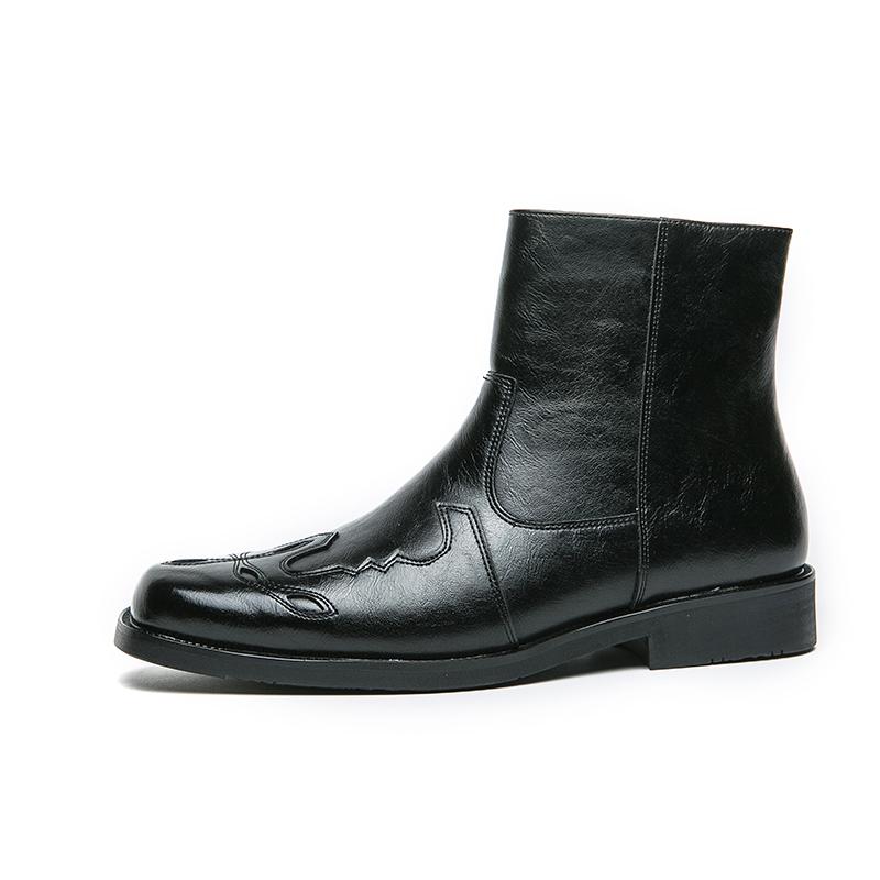 Men Casual Boots Fashion High Quality Leather Western Cowboy Leather Shoes Male Men'S Top British Outdoor High Quality Material for Durability
