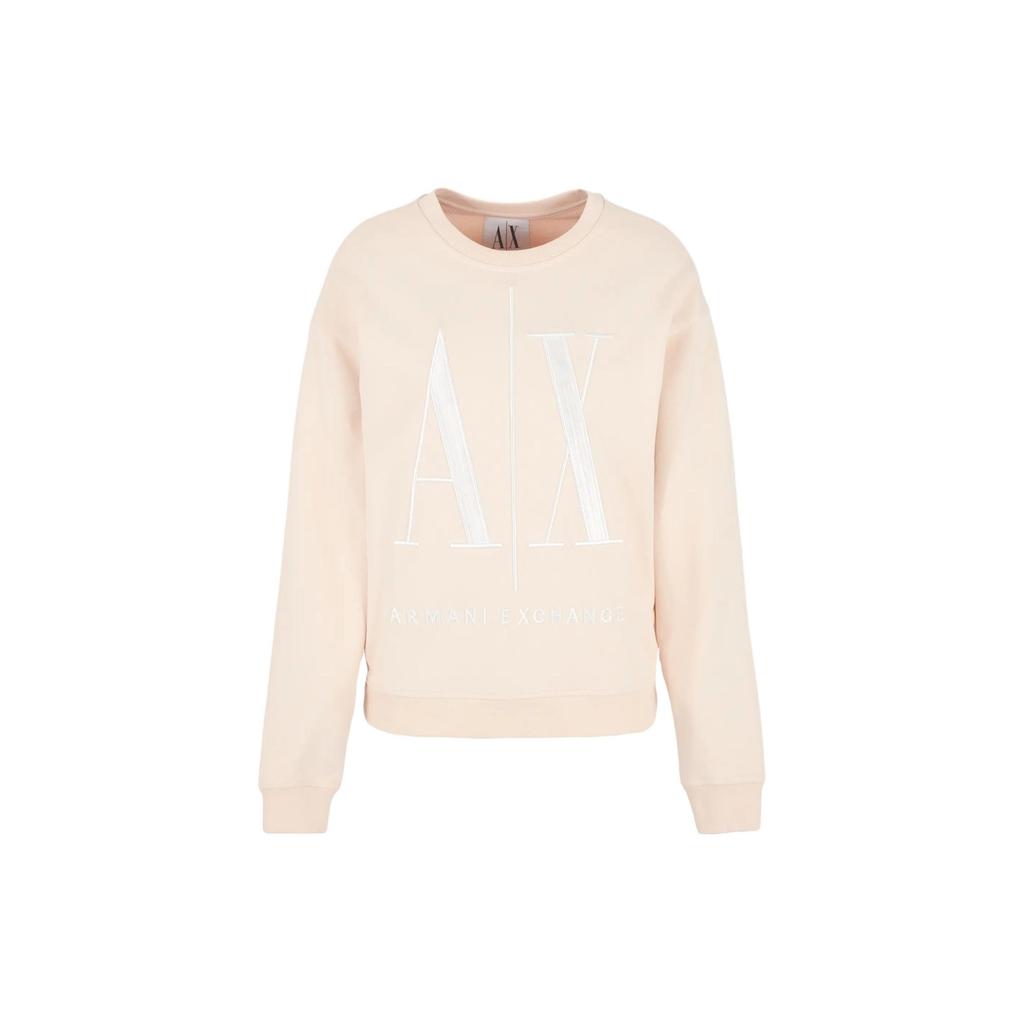 Armani Exchange SS24 Buchstabendruck Rundhals Langarm Sweatshirt Damen Sweatshirt Hellrosa 8NYM02-YJ68Z-14BD