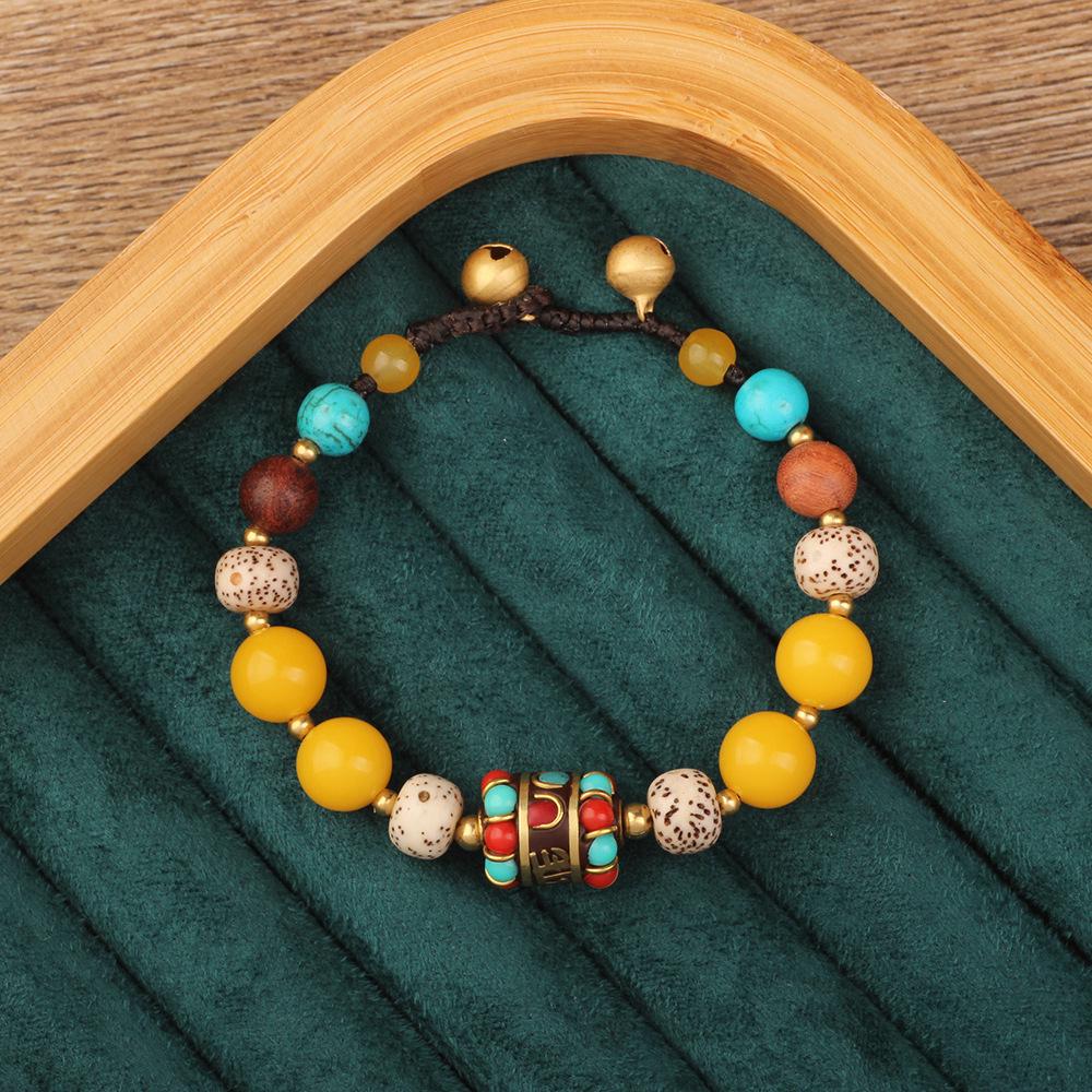 Ethnisches Retro Nepalesisches Tibetisches Handgewebtes Türkis Perlen Damenarmband