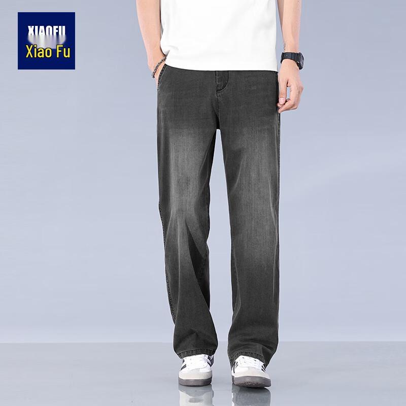 

Xiaofu Men s Summer Lightweight Loose Straight-Leg Jeans 32