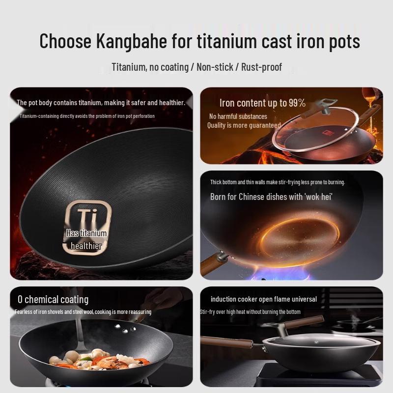 Kangbakh Deep Cast Iron Non-stick Wok & Frying Pan