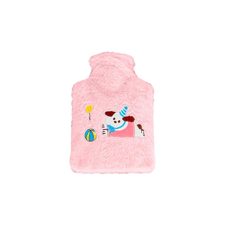 1200ml Cute Embroidered Hot Water Bottle with Plush Insertable Hand Warmer for Winter