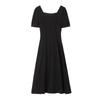 Red Women's Square-Neck Dress: 2026 Summer French Retro Style with Puff Sleeves for Engagements