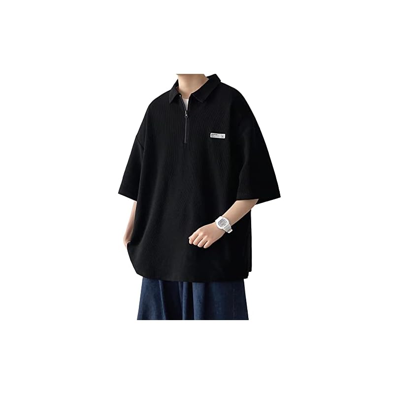 [FJLTDCP] Men's Short-Sleeved T-Shirt, Summer Clothes, Short-Sleeved Polo Shirt, Collared, Round Neck, Comfortable and Soft, Long-Sleeved T-Shirt,