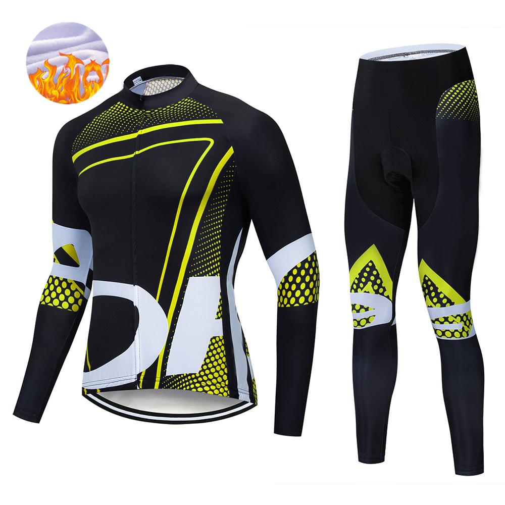 Winter Men's   Thermal Fleece Long Sleeves Men Cycling Bib Set Bicycle Clothing MBT Breathable Bike Clothes 2026 Winter Warm Cycling Clothing Set