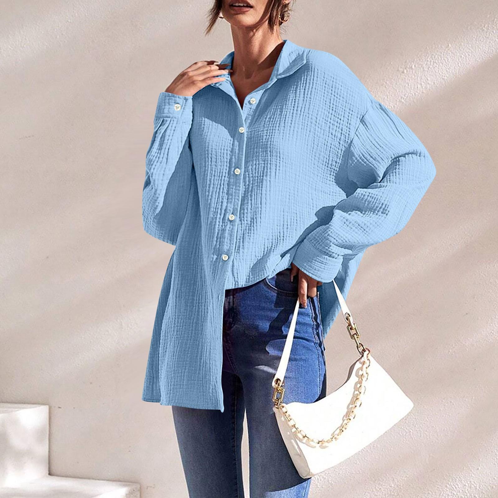 

Women s Shirt Blouse Print 3/4 Length Sleeve Casual Holiday Basic Button Tops XS