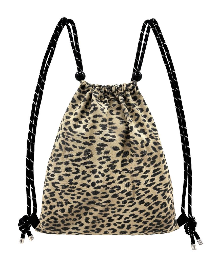 Other-Worldly Fur Pom-Pom Gym Sack [Brown Leopard]